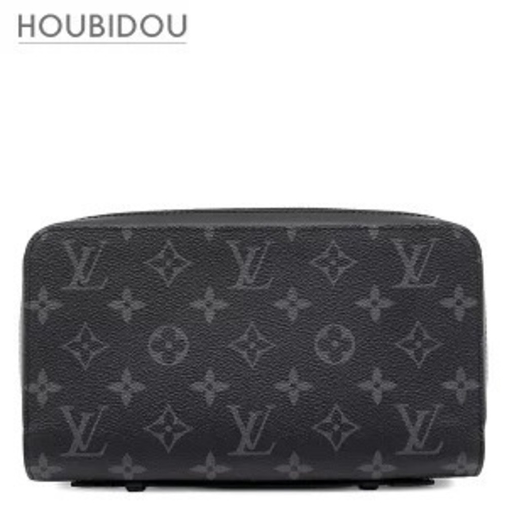 Louis Vuitton Zippy Long Wallet Monogram Eclipse Black Round Zipper